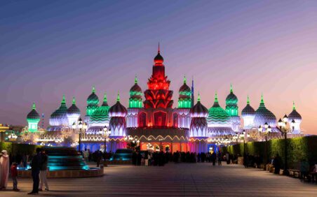 Global Village Dubai entrance with colorful pavilions and cultural attractions